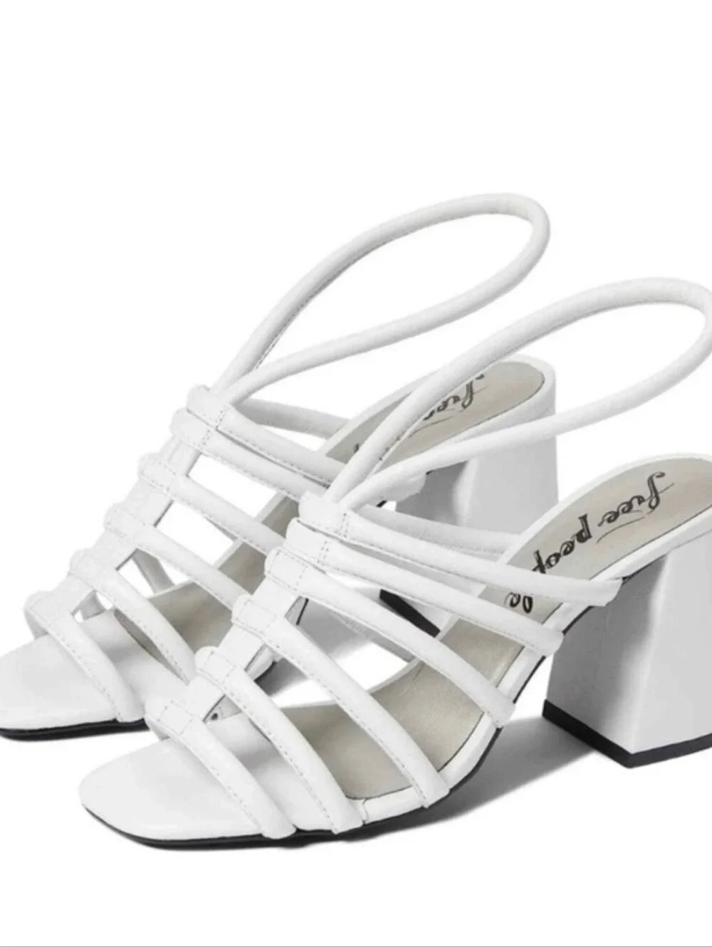 Free People White Multi-Strap Slide Heels Size 40